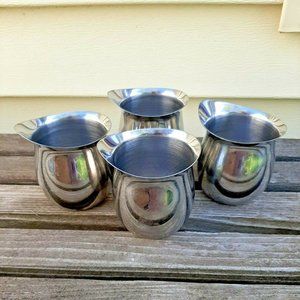 4 Vintage Individual Open Creamers Stainless Steel Restaurant Ware